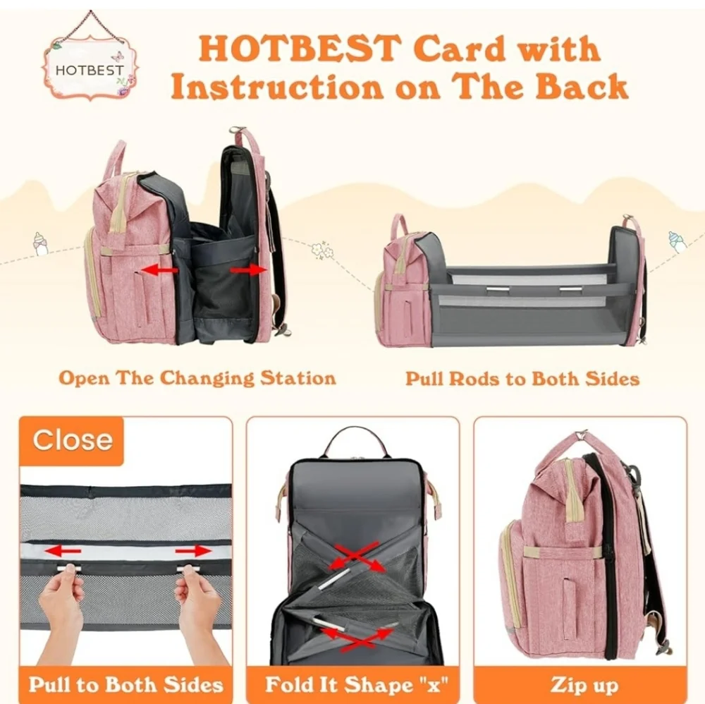 NWT HOTBEST PINK 💕 Diaper Bag Backpack, Diaper Bags, Multifunction